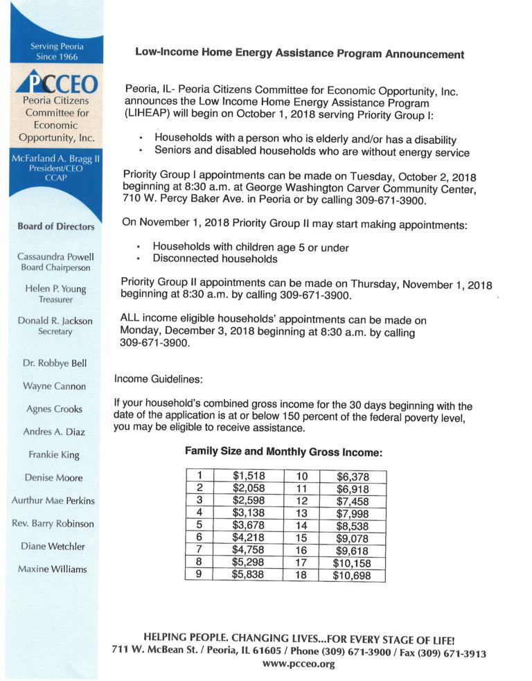 Low Income Home Energy Assistance Program Announcement Village Of Bartonville 4999