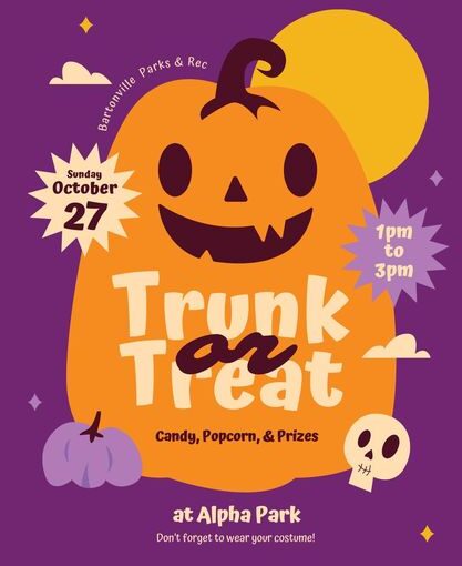 TRUNK OR TREAT AT ALPHA PARK- SUNDAY, OCT. 27, 2024 1-3 p.m.