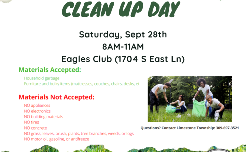 LIMESTONE TOWNSHIP CLEAN UP DAY – 9/28/24, 8-11 A.M.