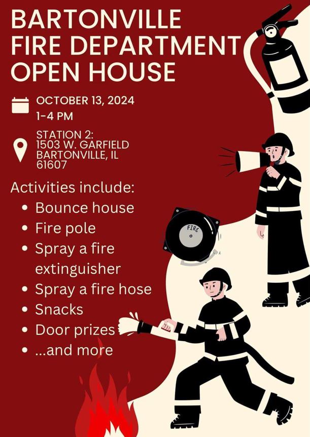 Bartonville Fire Department Open House! Station #2 on Sunday, Oct. 13, 2024 from 1-4 p.m.